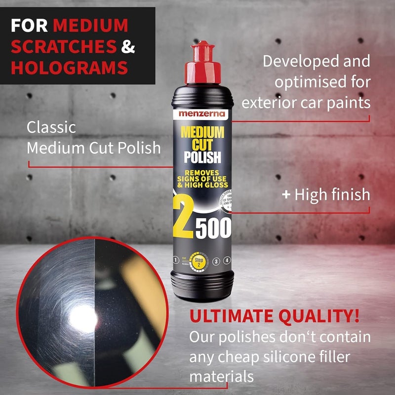 menzerna Medium Cut Polish 2500" I Abrasive Polishing Compound for Medium Scratches and Signs of Use I Buffing and Polishing Compound for Scratch Repair & a Glossy Finish I Silicone Free I 16 fl oz. - Image 3